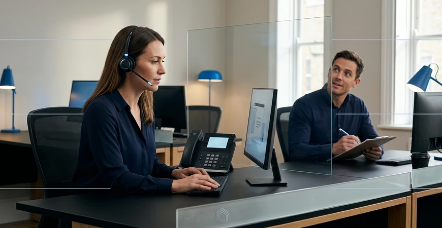 AI receptionist with a clear human call handoff for a UK business