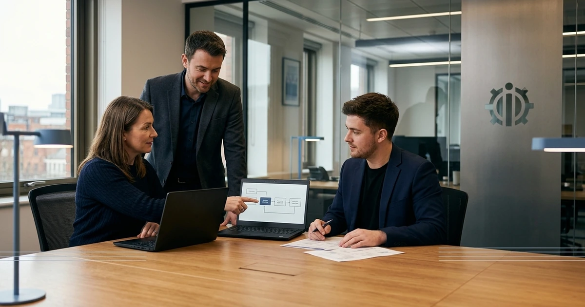 UK SME team planning a calm staged AI adoption pilot