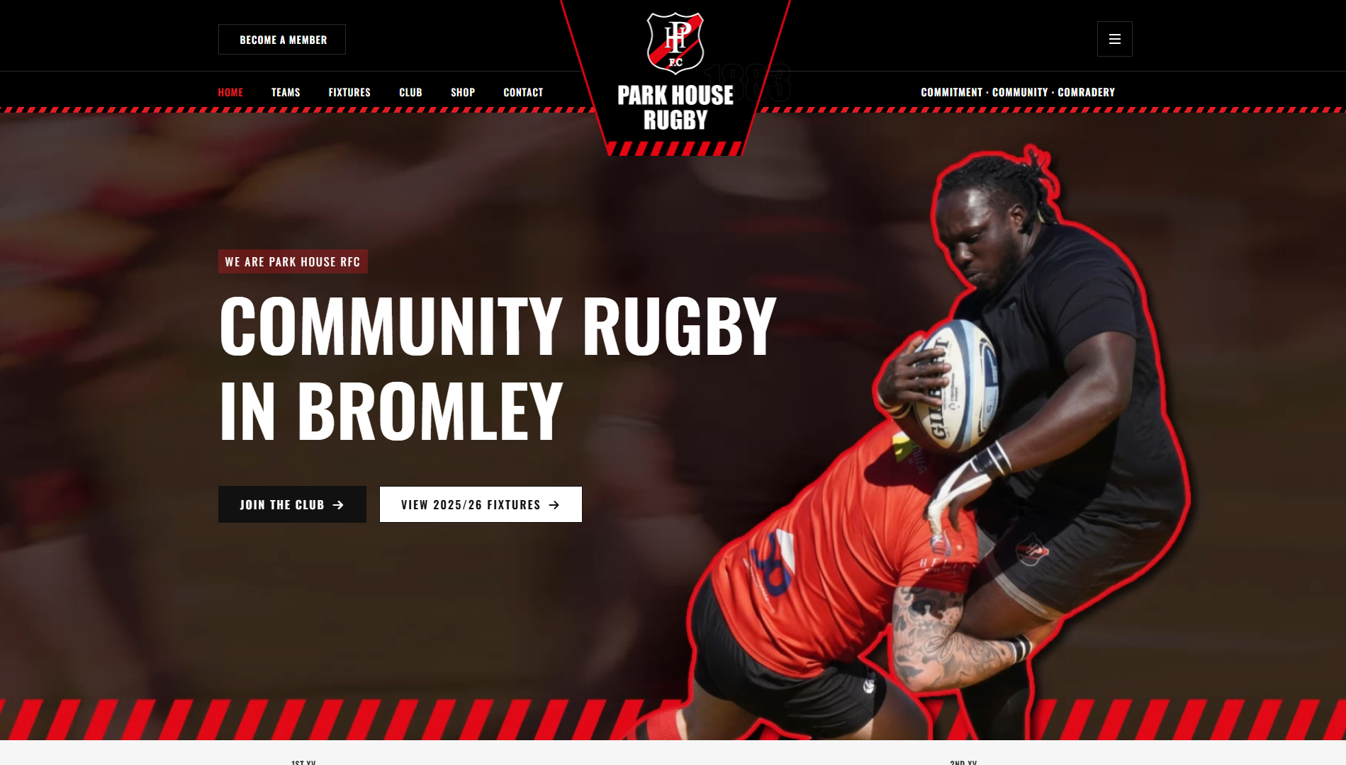 Park House Rugby Club website homepage screenshot