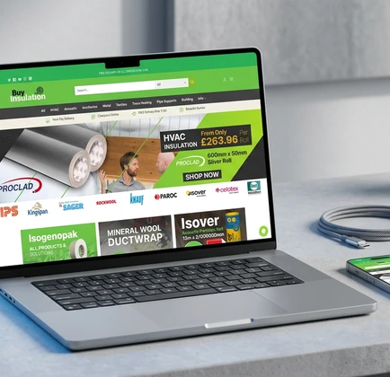 Local service funnel website mockup on laptop and mobile screens