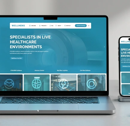 Wellmens website shown on laptop and phone mockups