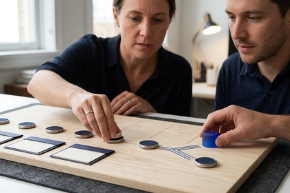 Small-business team mapping one workflow, its evidence and exceptions for an AI readiness review
