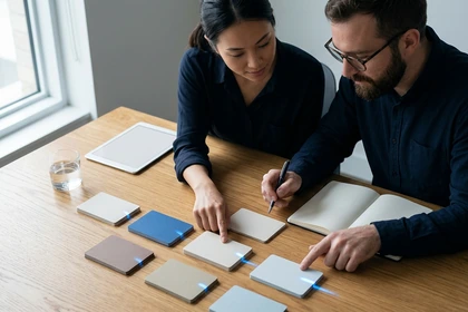 Small business team mapping a workflow and its exceptions before automation