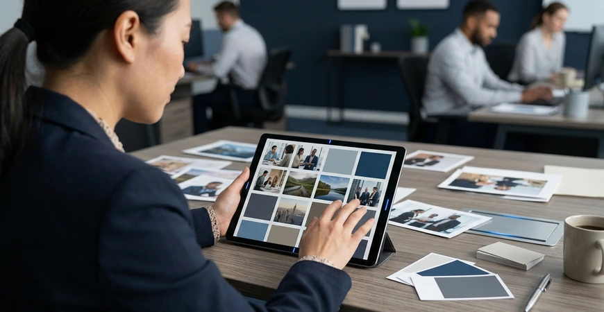 Approved company assets supporting social and proposal content